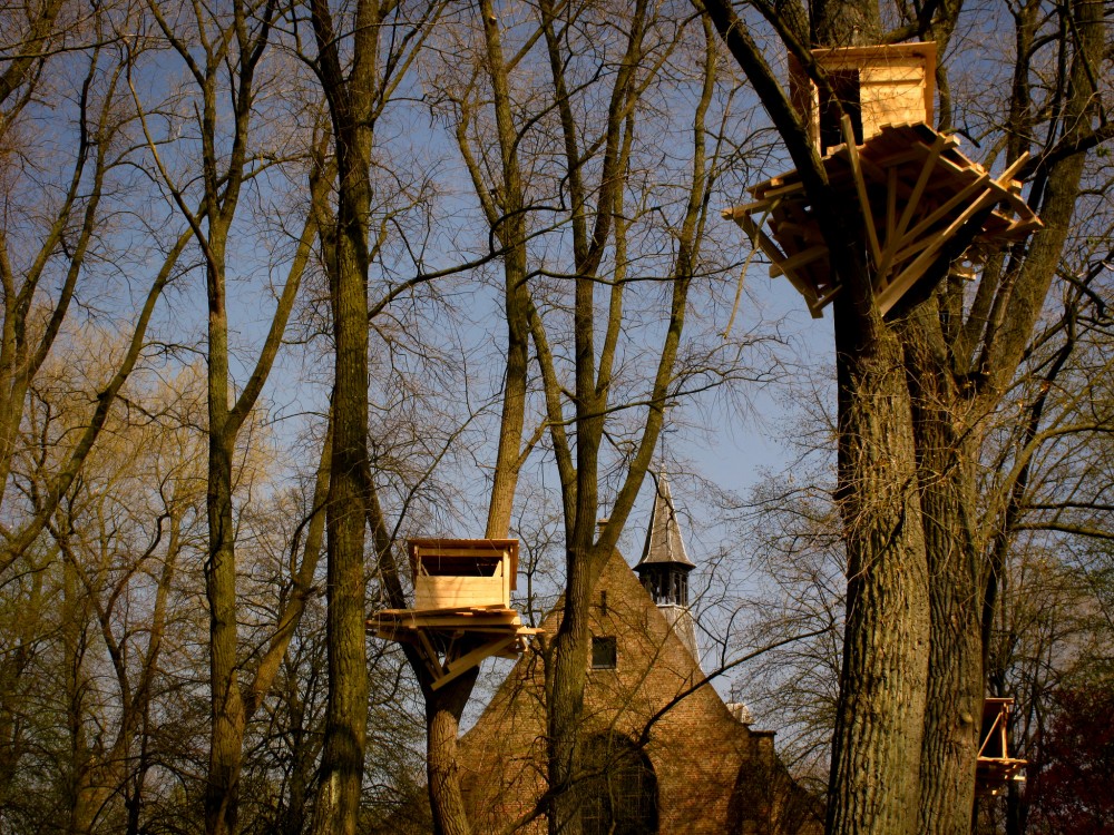 Tadashi Kawamata, Tree Huts in Bruges, 2015. Photo: Peter de Bruyne